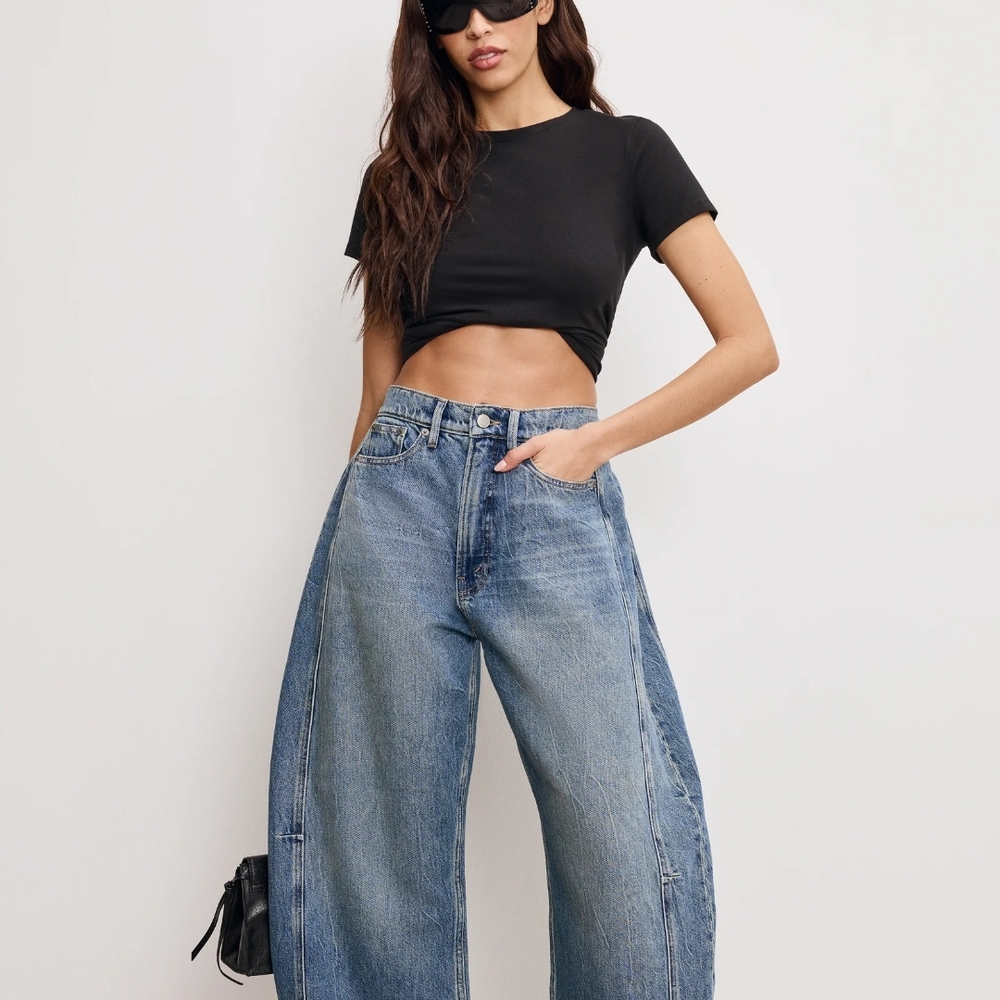 Good American Women's Extreme Barrel Jeans Size 20 - Blue